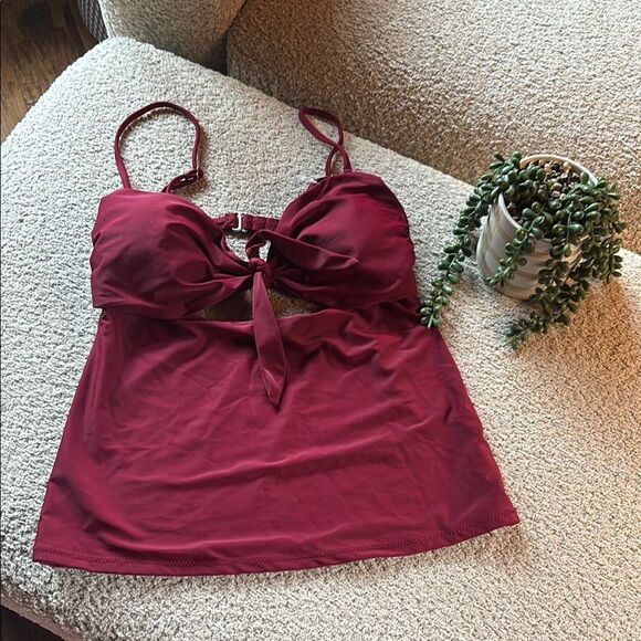 Old Navy Red Tie-Front bathing suit top - Picture 1 of 9